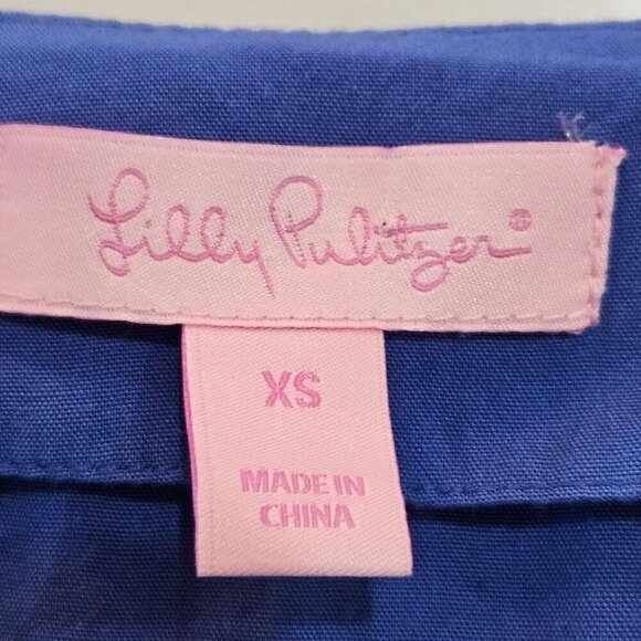 Lilly Pulitzer XS Charlotte Tunic Top Iris Blue Jungle Panel Embroidered Boho - Picture 9 of 11